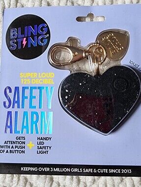 Bling Sting Heart Safety Alarm - Black Glitter